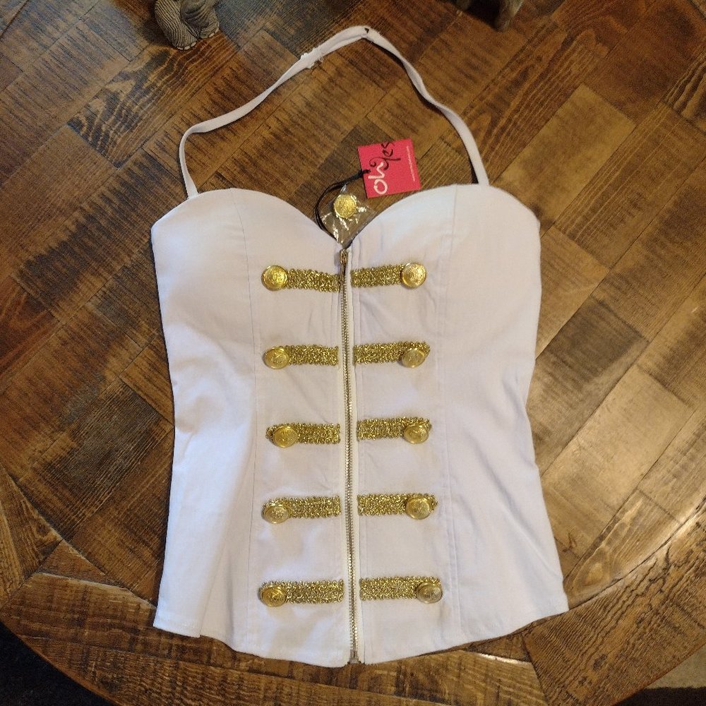 NEW OHYES White & Gold Corset Top